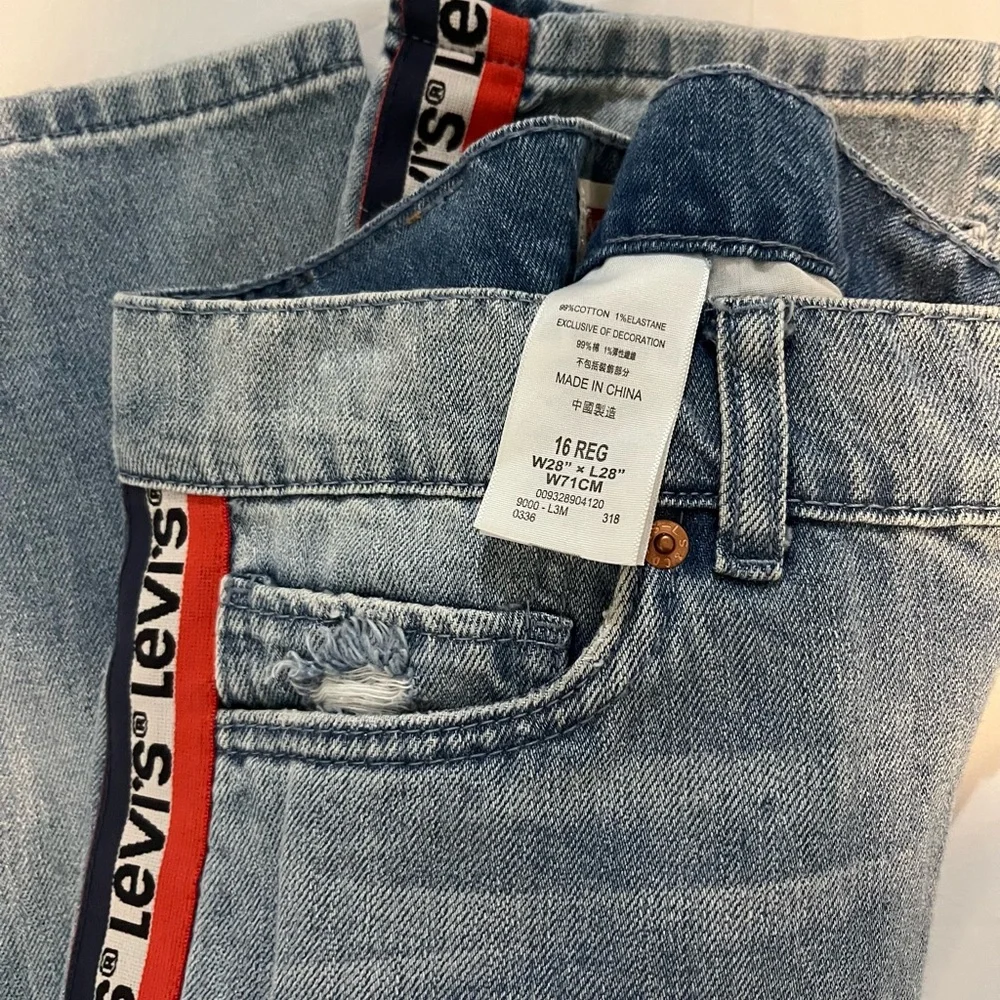 Levi's 511 Slim teens Blue Jeans Size 16R W28 L28 Ribbon Side Detail